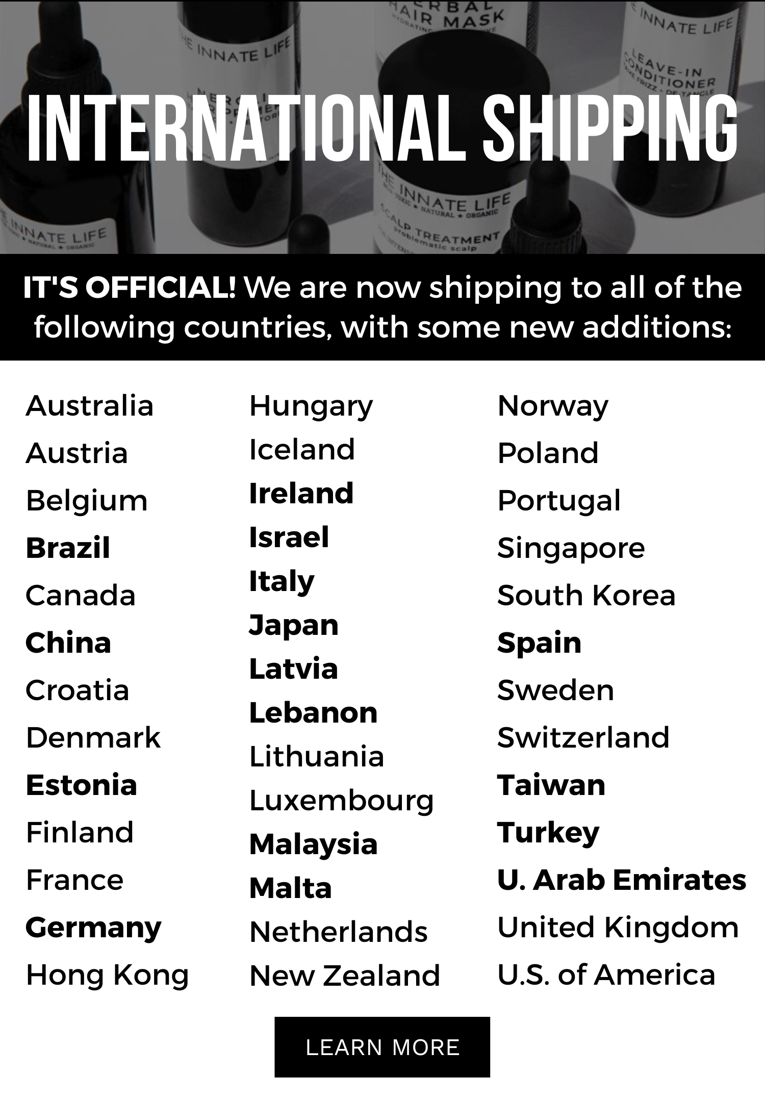 We now ship to UAE! The Innate Life